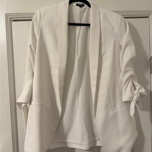 Express Cream Women's Blazer with Ruched Sleeves